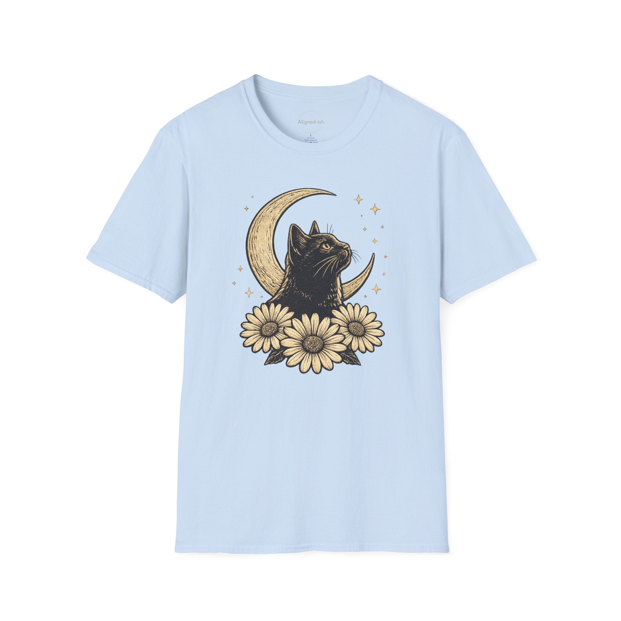 Midnight Cat Moon Bloom T-shirt