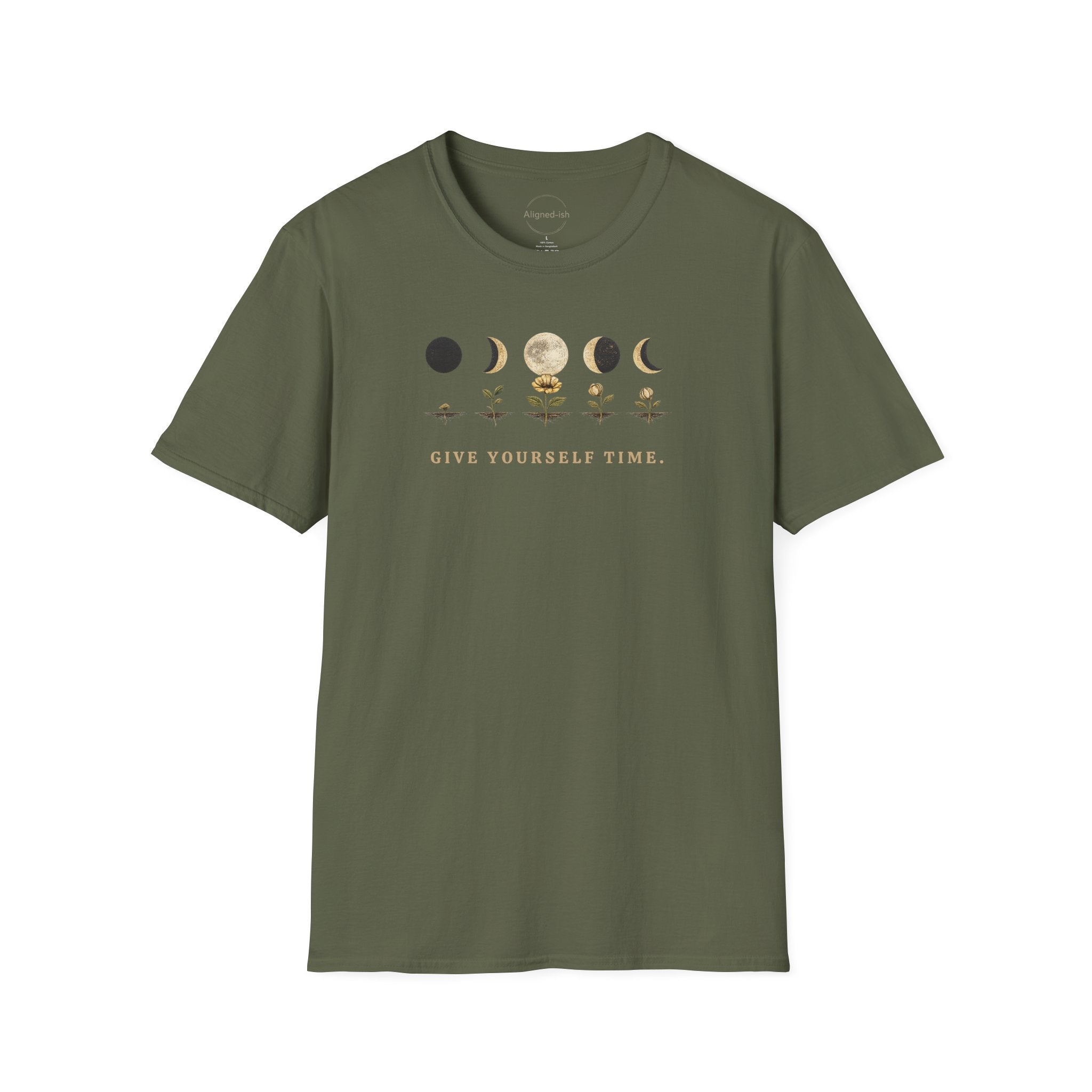 Give Yourself Time Moon and Flower Phases T-shirt
