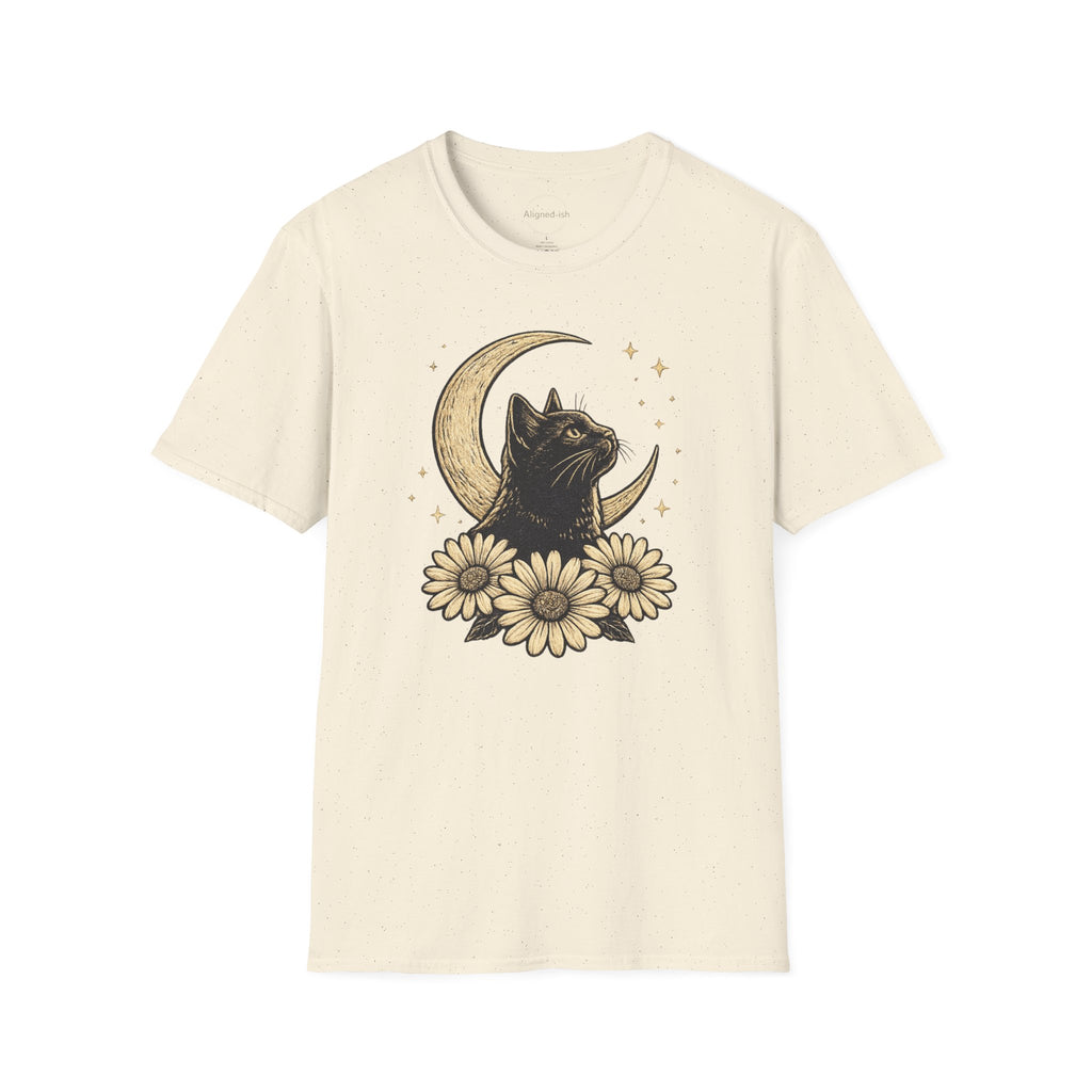 Midnight Cat Moon Bloom T-shirt