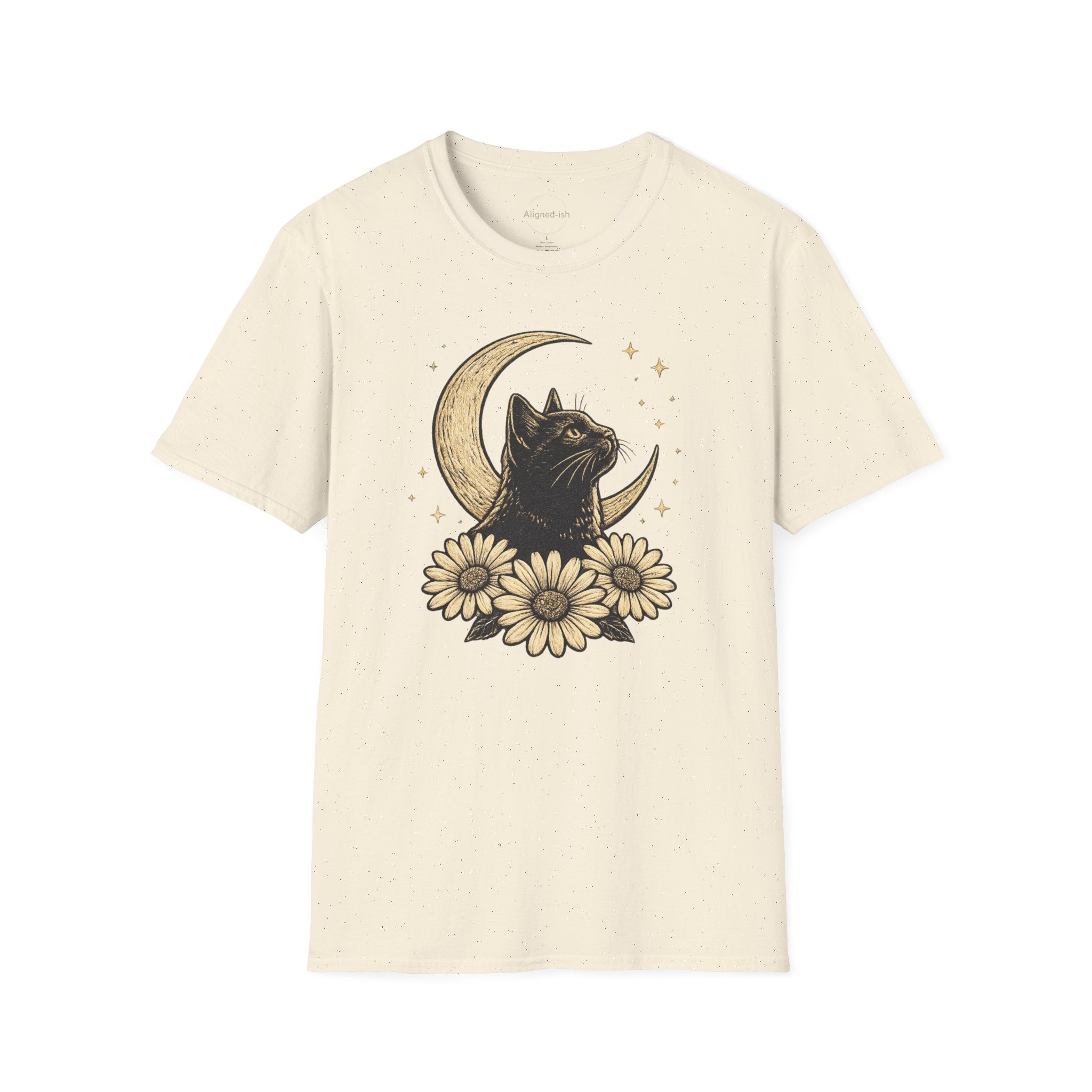 Midnight Cat Moon Bloom T-shirt