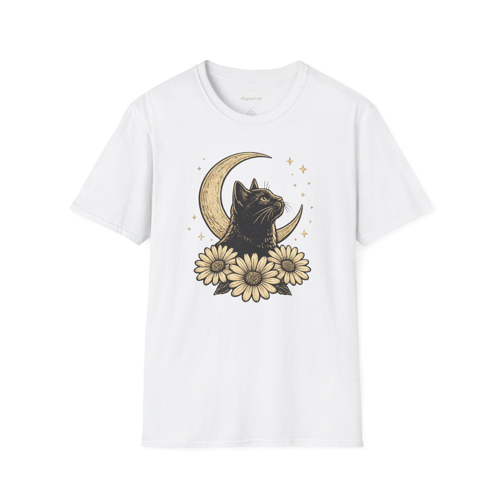 Midnight Cat Moon Bloom T-shirt