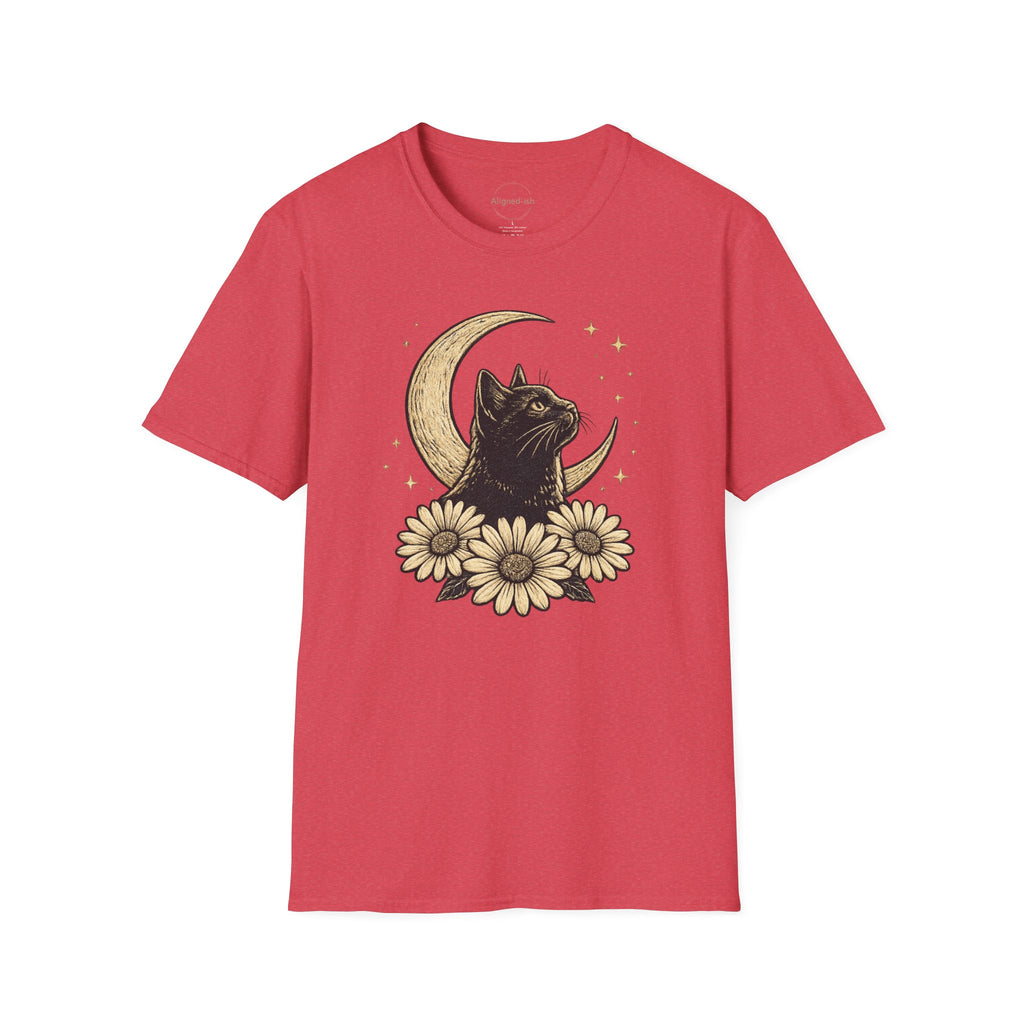 Midnight Cat Moon Bloom T-shirt