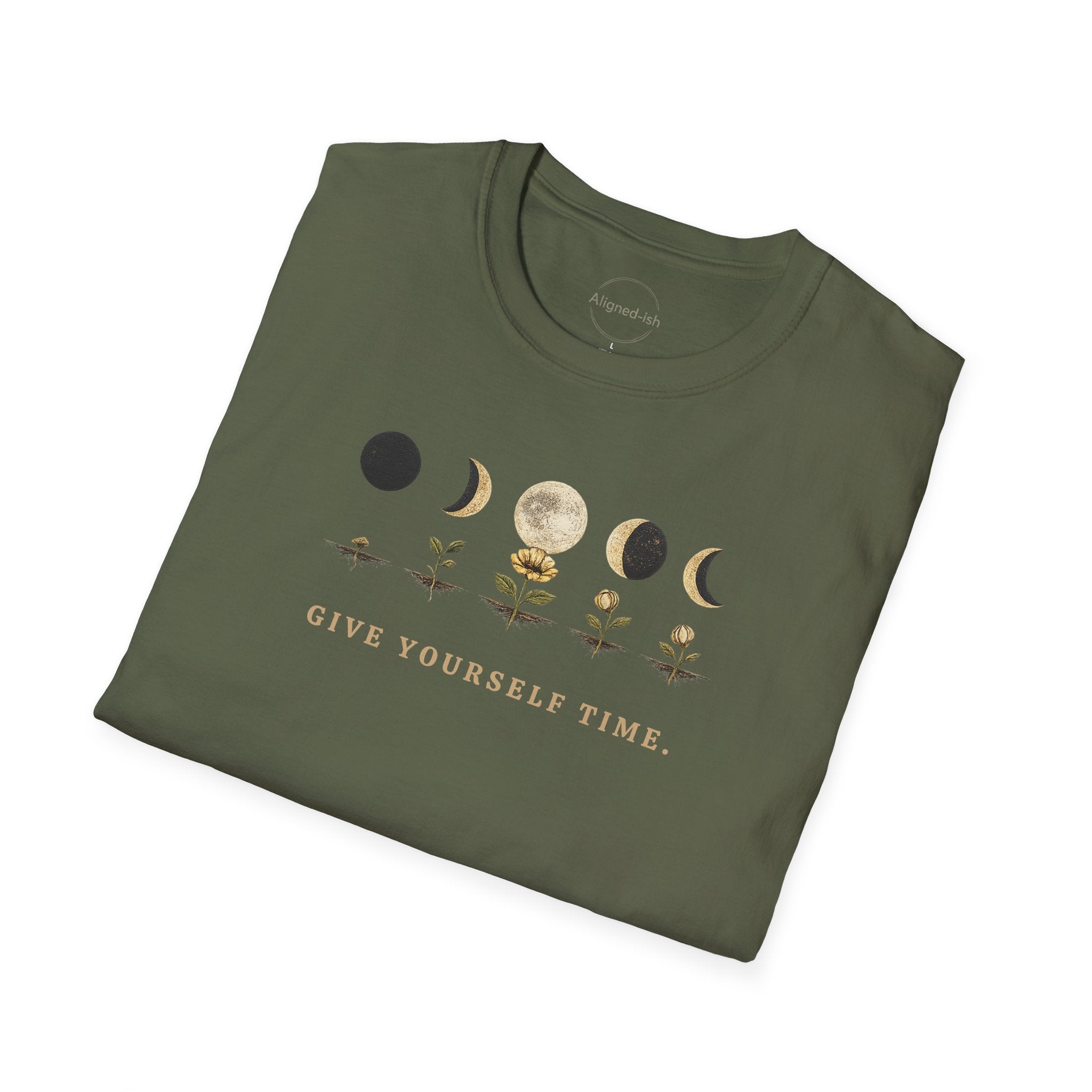 Give Yourself Time Moon and Flower Phases T-shirt